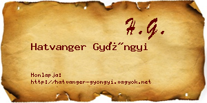 Hatvanger Gyöngyi névjegykártya